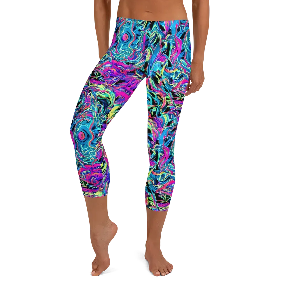 Cyberfluid on Capri Leggings — Front