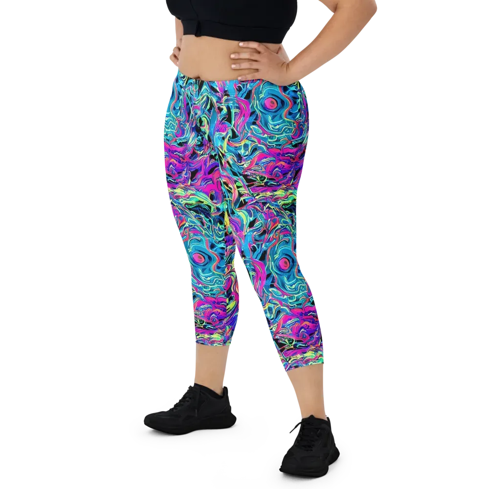 Cyberfluid on Capri Leggings — Front