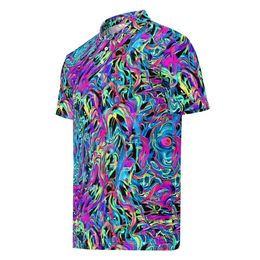 Cyberfluid on Men's Slim Fit Polo Shirt — Left Front