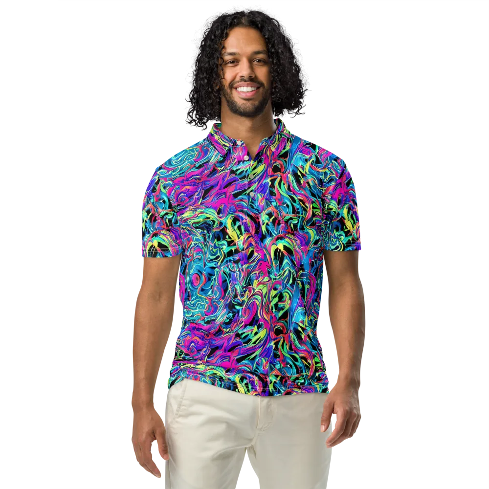 Cyberfluid on Men's Slim Fit Polo Shirt — Front