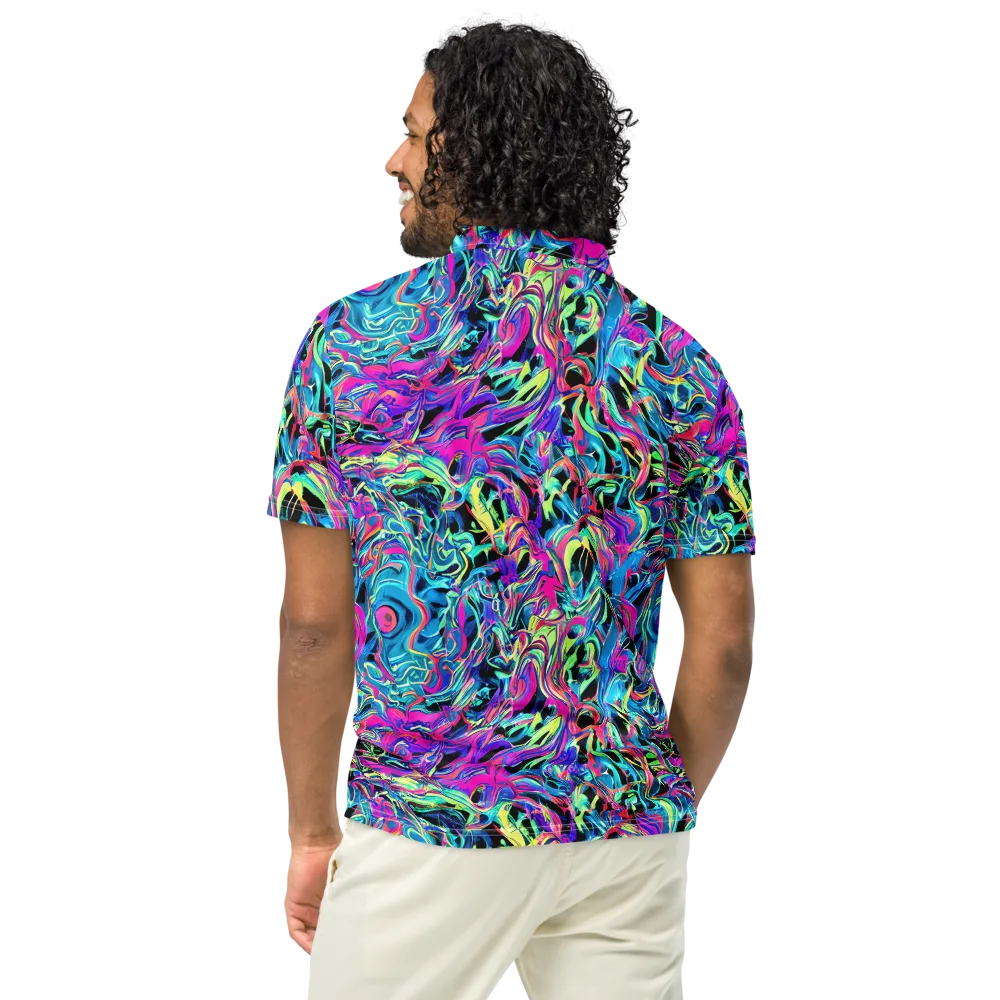 Cyberfluid on Men's Slim Fit Polo Shirt — Back