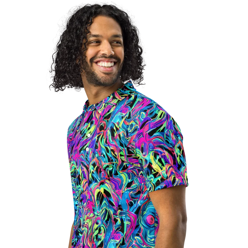 Cyberfluid on Men's Slim Fit Polo Shirt — Left Front