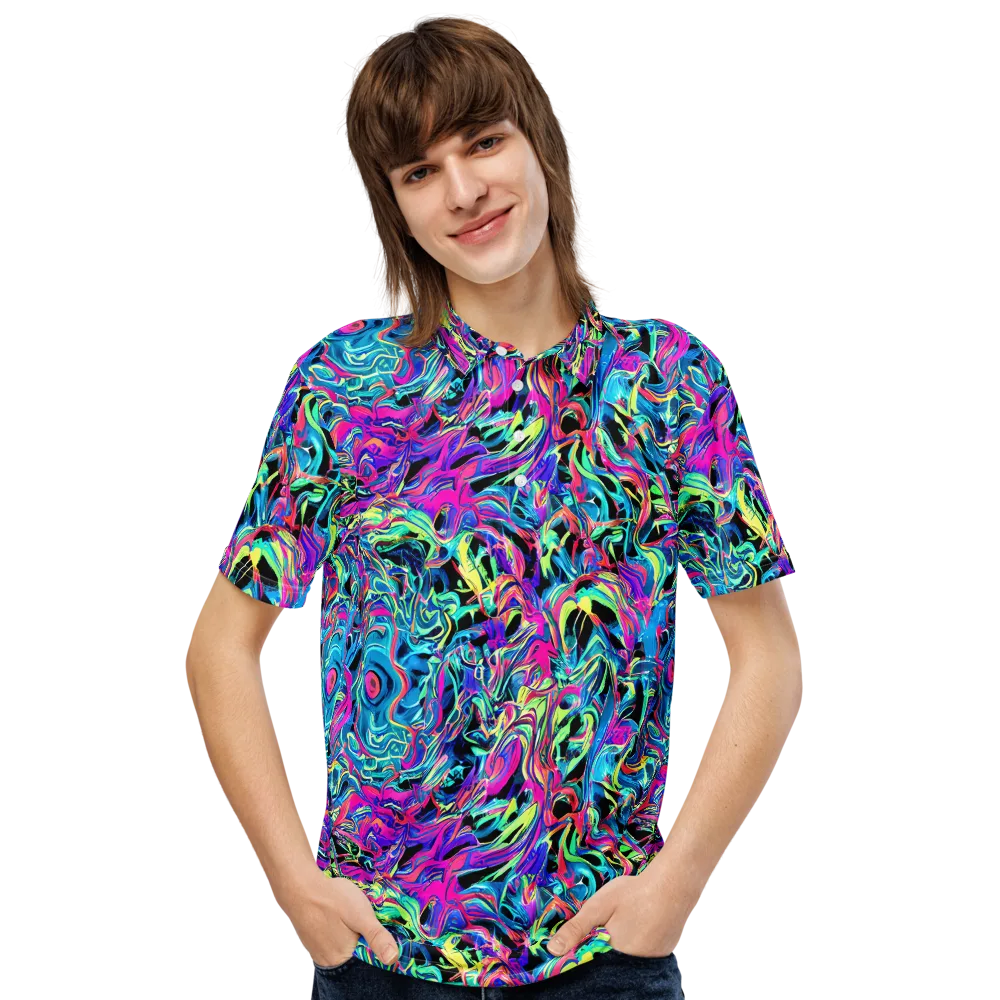 Cyberfluid on Men's Slim Fit Polo Shirt — Front