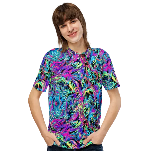 Cyberfluid on a Men's Slim Fit Polo Shirt