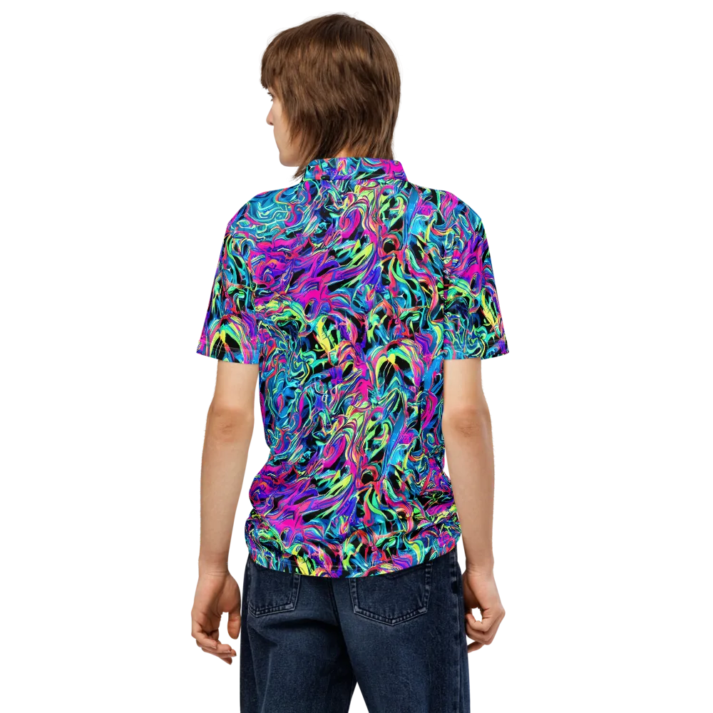 Cyberfluid on Men's Slim Fit Polo Shirt — Back