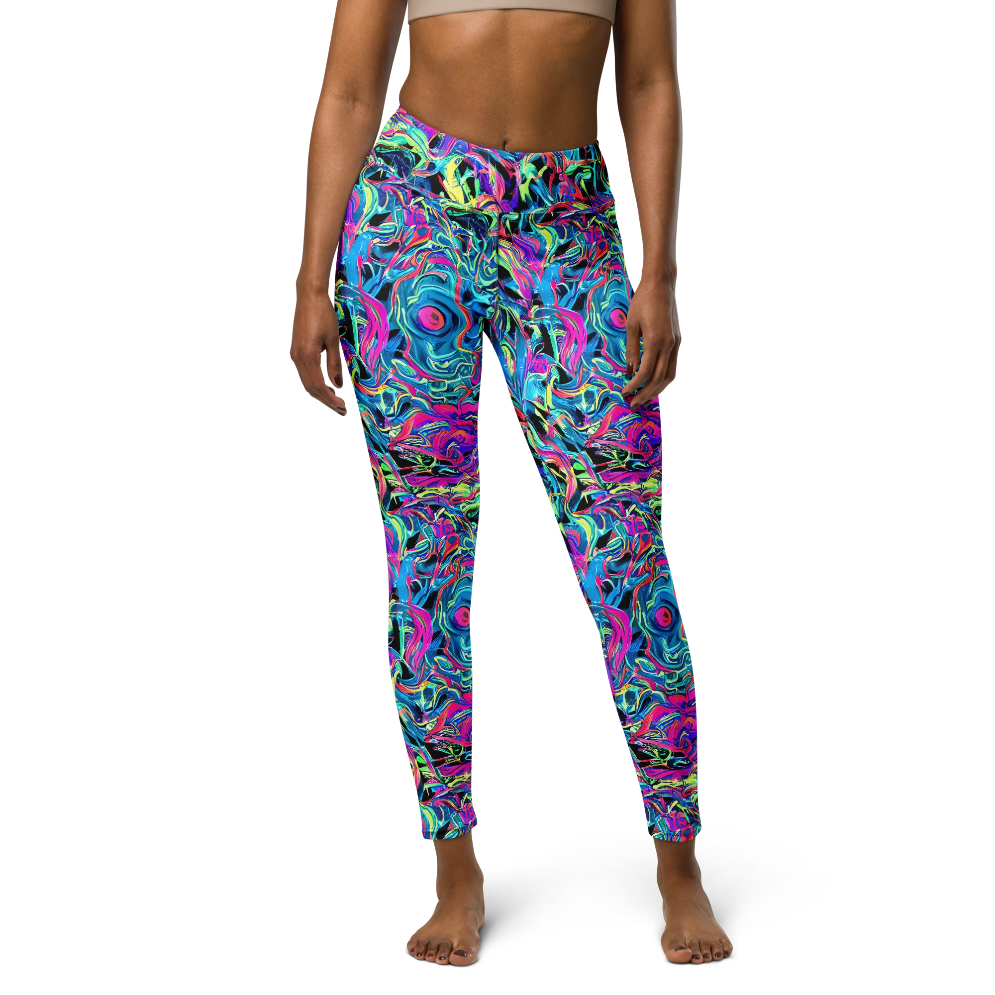 Cyberfluid on Yoga Leggings — Front