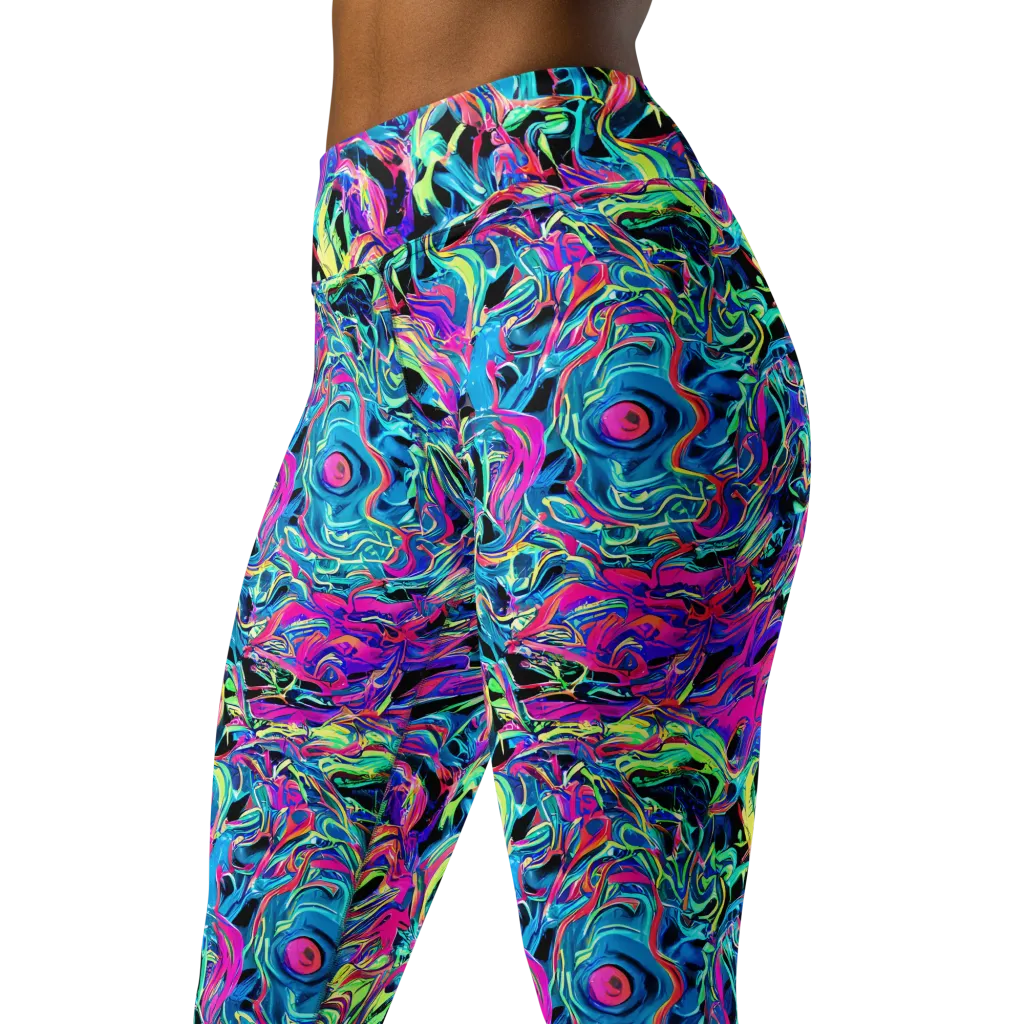Cyberfluid on Yoga Leggings — Left Front