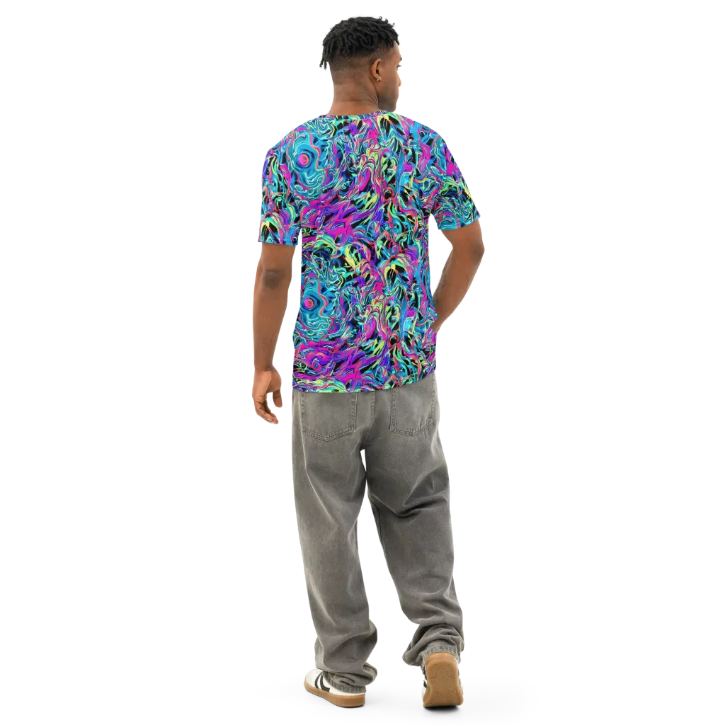 Cyberfluid on Men's Cotton Crew Neck T-Shirt — Back