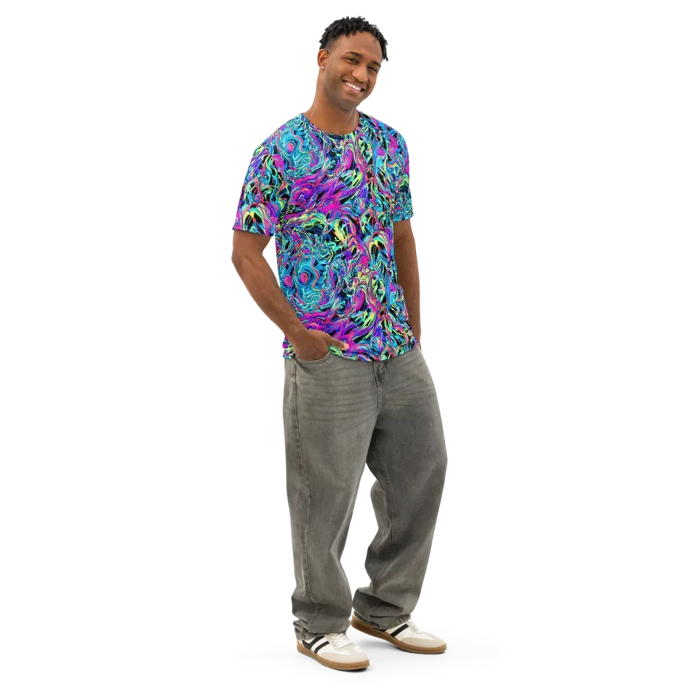 Cyberfluid on Men's Cotton Crew Neck T-Shirt — Right Front