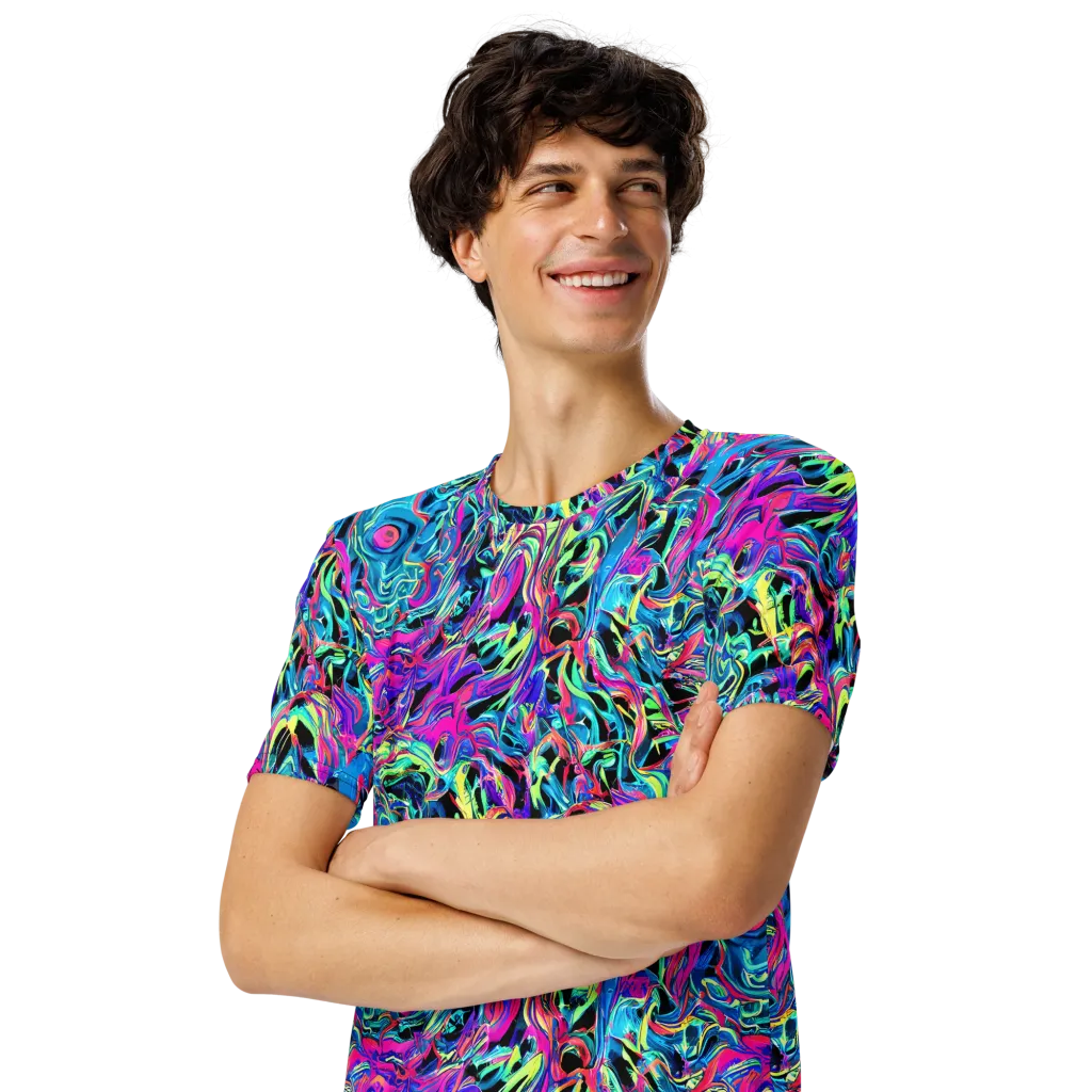 Cyberfluid on Men's Crew Neck T-Shirt — Left Front