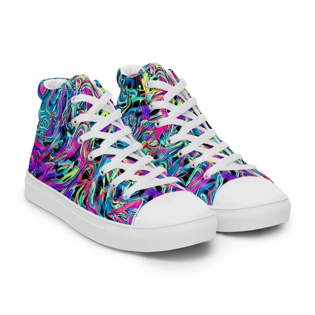 Cyberfluid on Men's High Top Canvas Shoes — Right Front