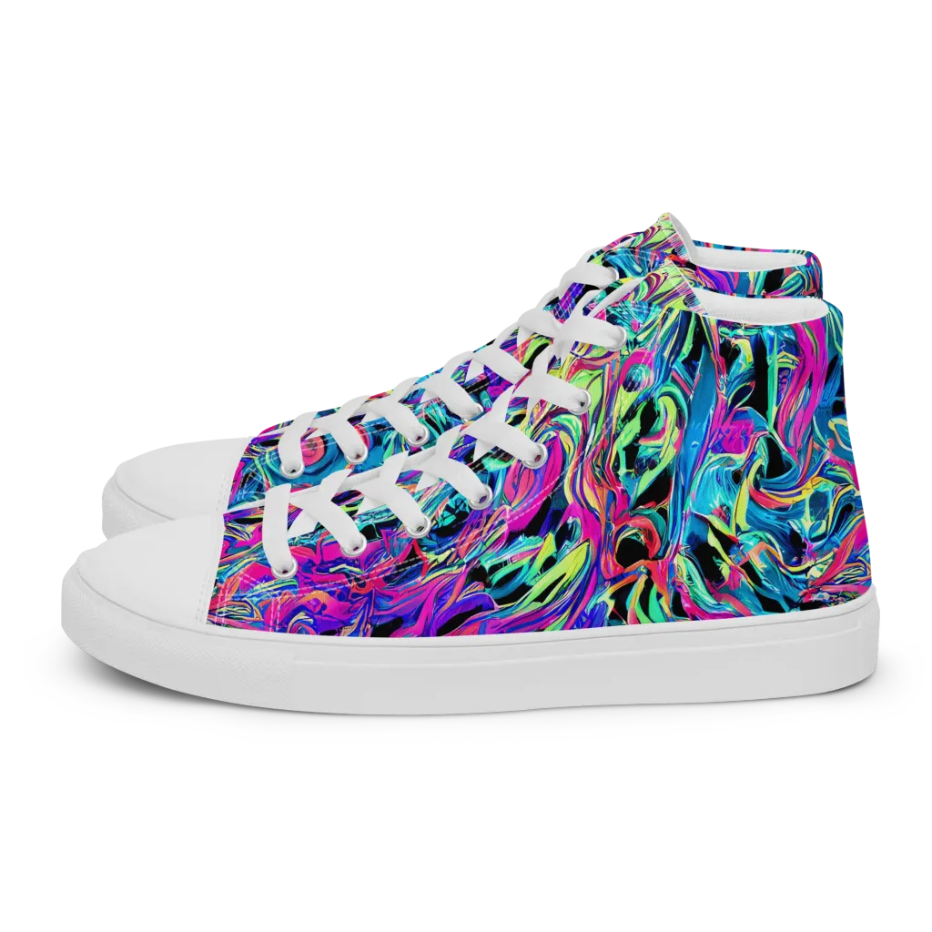 Cyberfluid on Men's High Top Canvas Shoes — Left