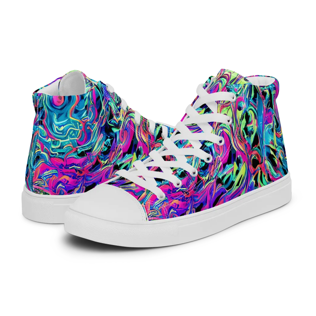 Cyberfluid on Men's High Top Canvas Shoes — Left