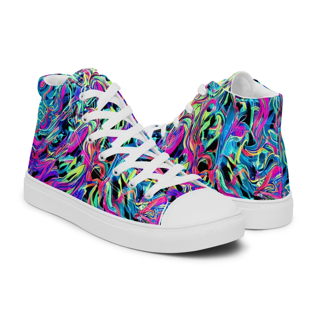 Cyberfluid on Men's High Top Canvas Shoes — Right
