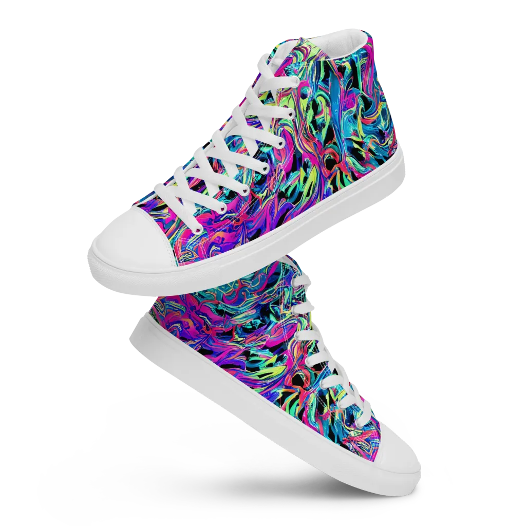 Cyberfluid on Men's High Top Canvas Shoes — Front