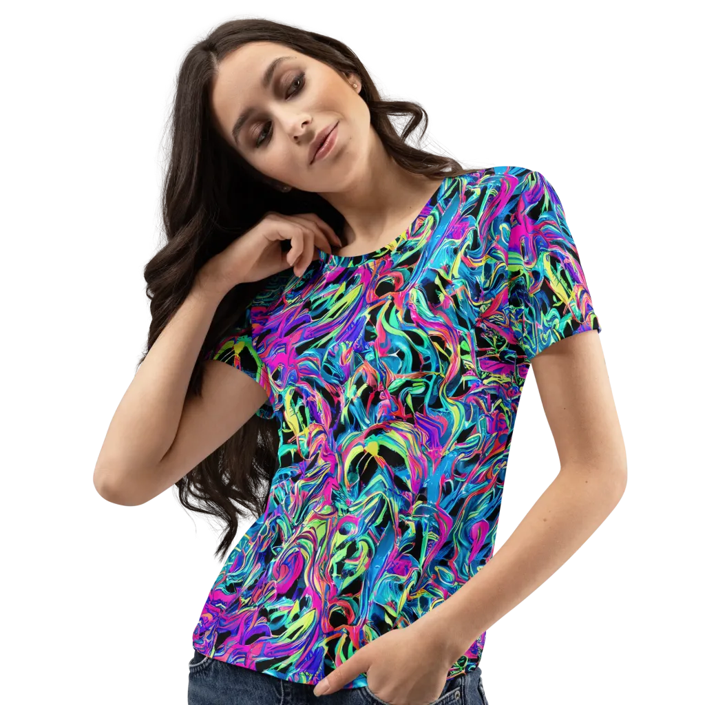 Cyberfluid on Women's Crew Neck T-Shirt — Left Front
