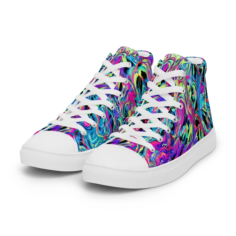 Cyberfluid on Women's High Top Canvas Shoes — Left Front