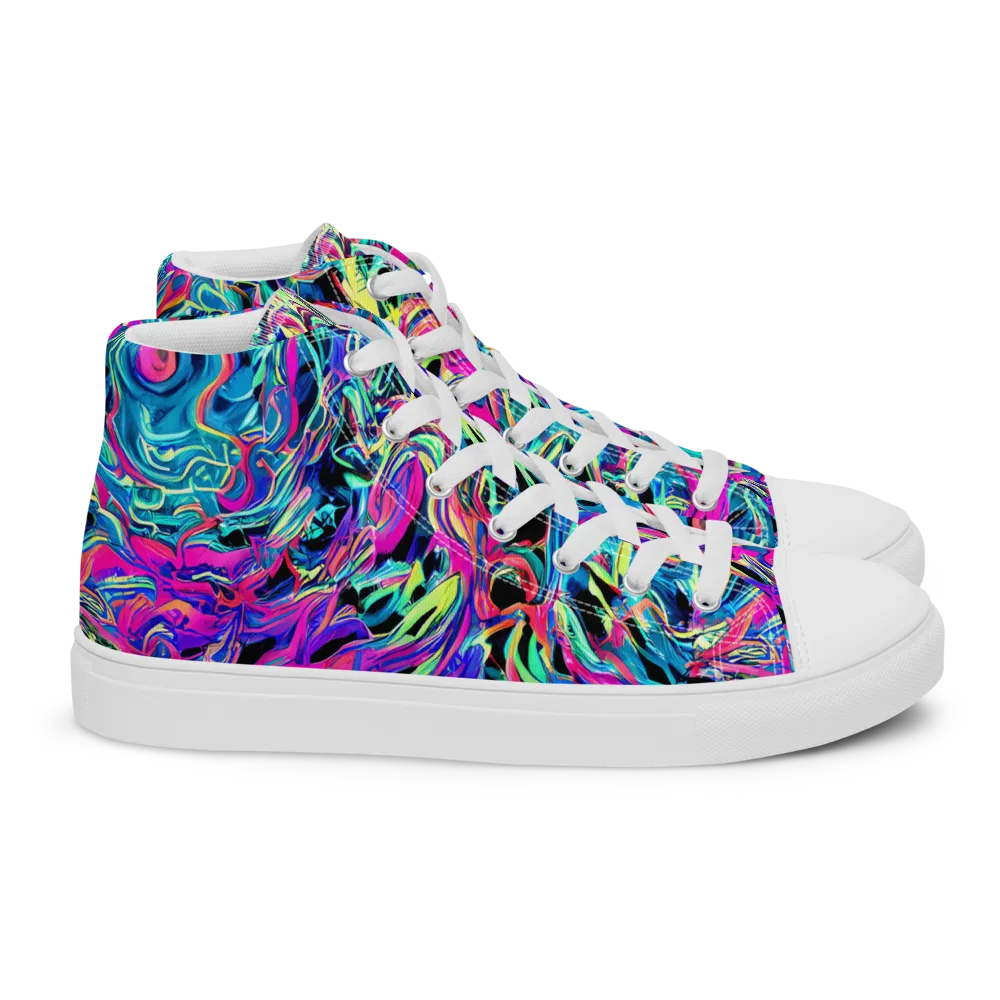 Cyberfluid on Women's High Top Canvas Shoes — Right