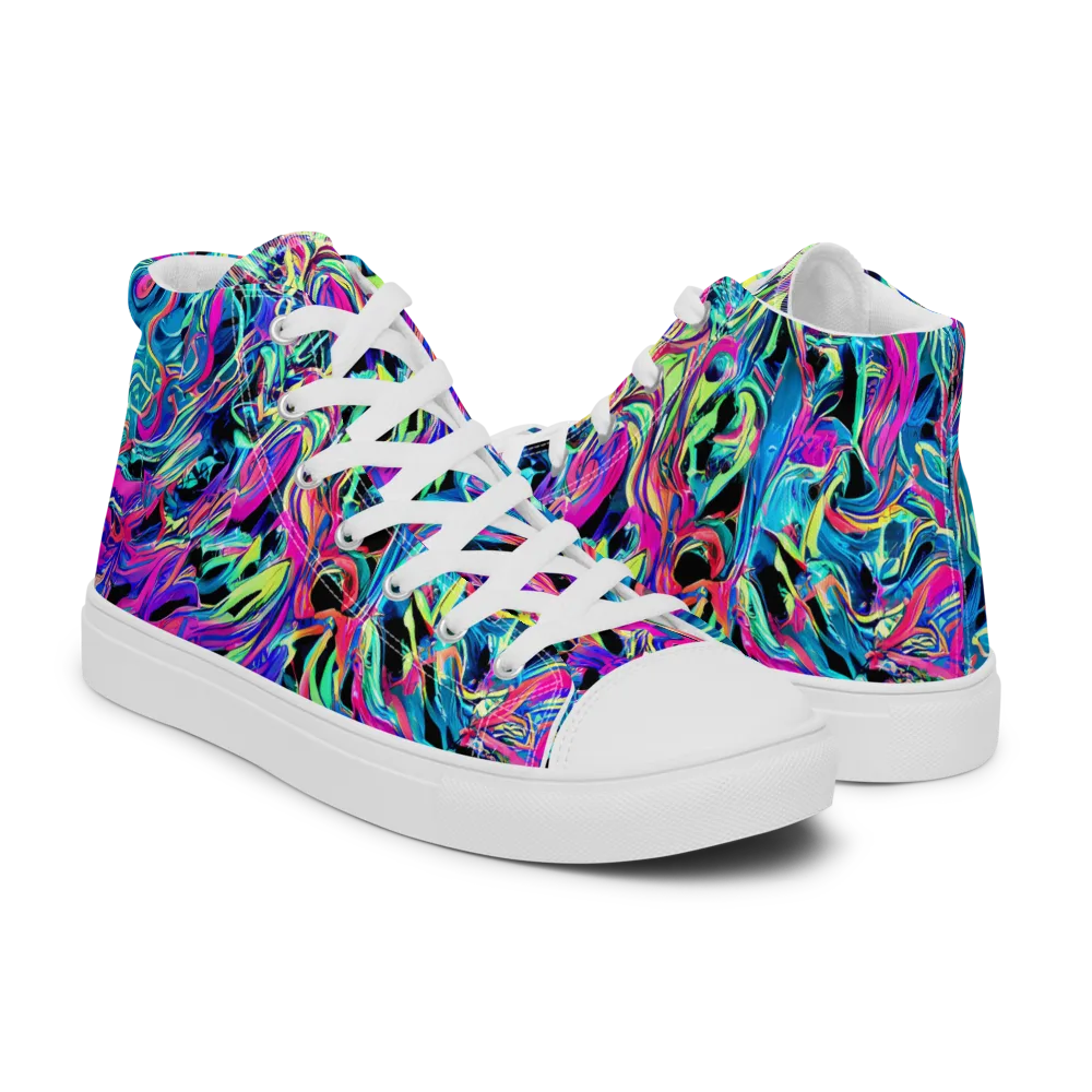 Cyberfluid on Women's High Top Canvas Shoes — Right