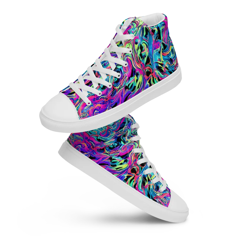 Cyberfluid on Women's High Top Canvas Shoes — Front