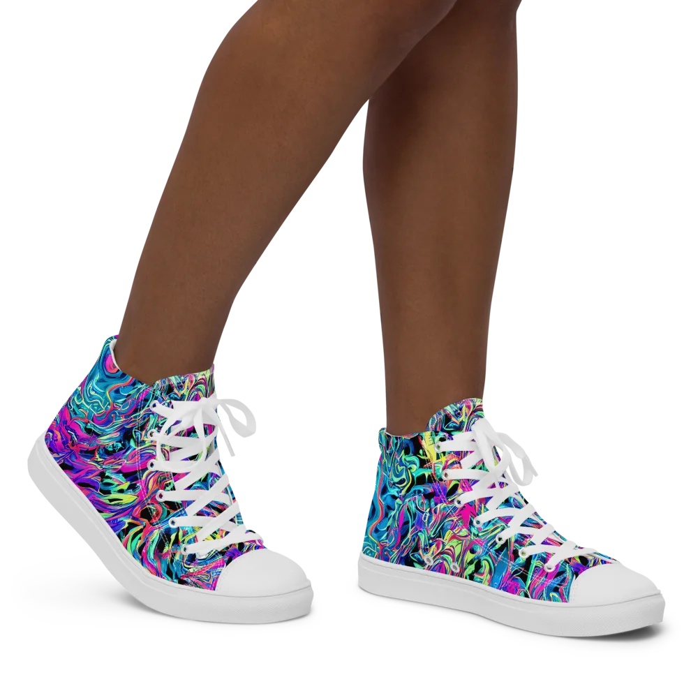 Cyberfluid on Women's High Top Canvas Shoes — Right