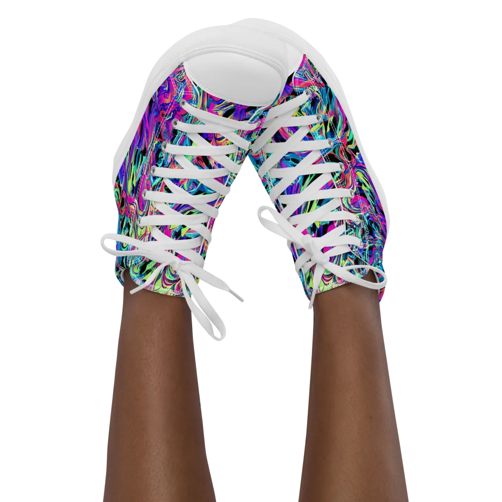 Cyberfluid on Women's High Top Canvas Shoes — Front