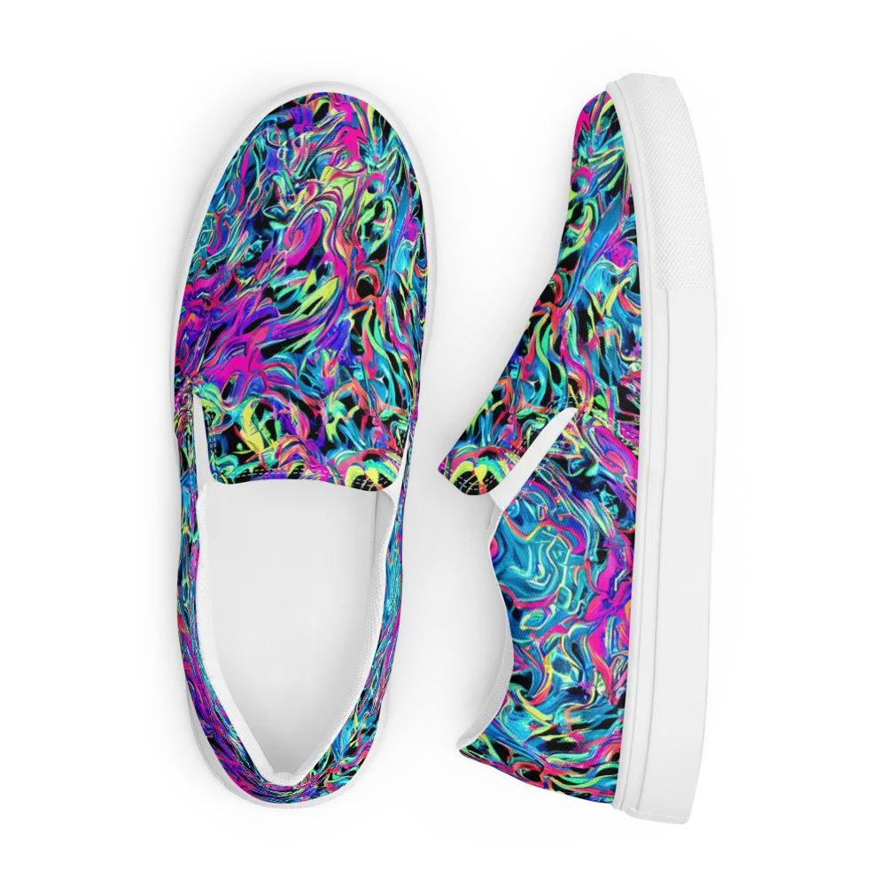 Cyberfluid on Men's Slip-On Canvas Shoes — Front