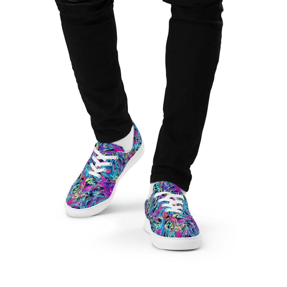 Cyberfluid on Men's Lace-Up Canvas Shoes — Front