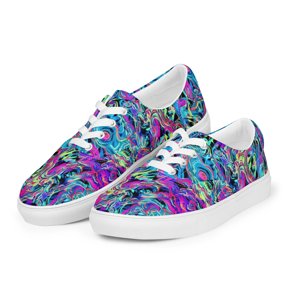 Cyberfluid on Men's Lace-Up Canvas Shoes — Left Front