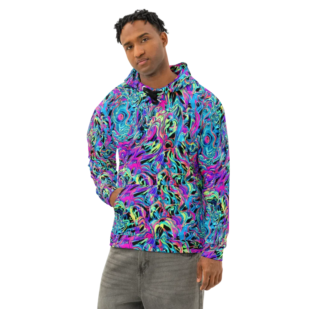 Cyberfluid on Cotton Hoodie — Left Front