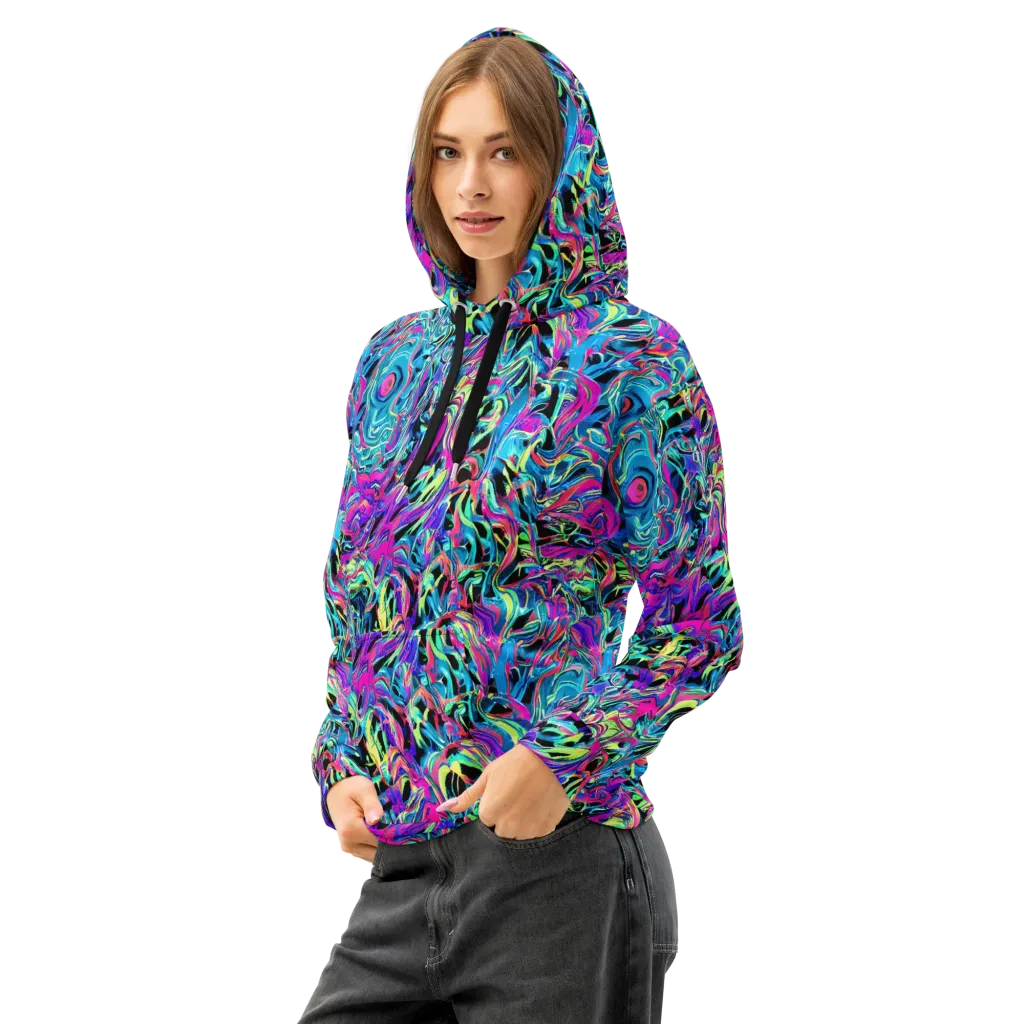 Cyberfluid on Cotton Hoodie — Left Front