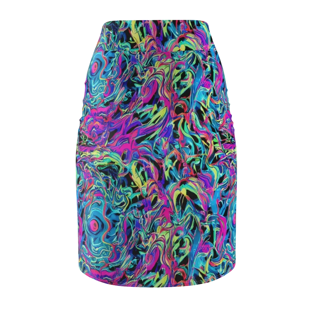 Cyberfluid on Pencil Skirt — Back
