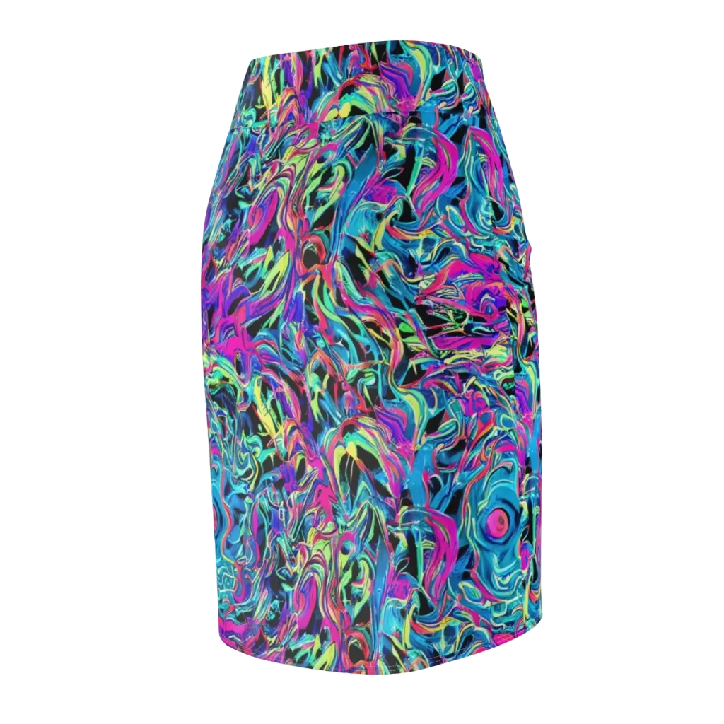 Cyberfluid on Pencil Skirt — Back Side