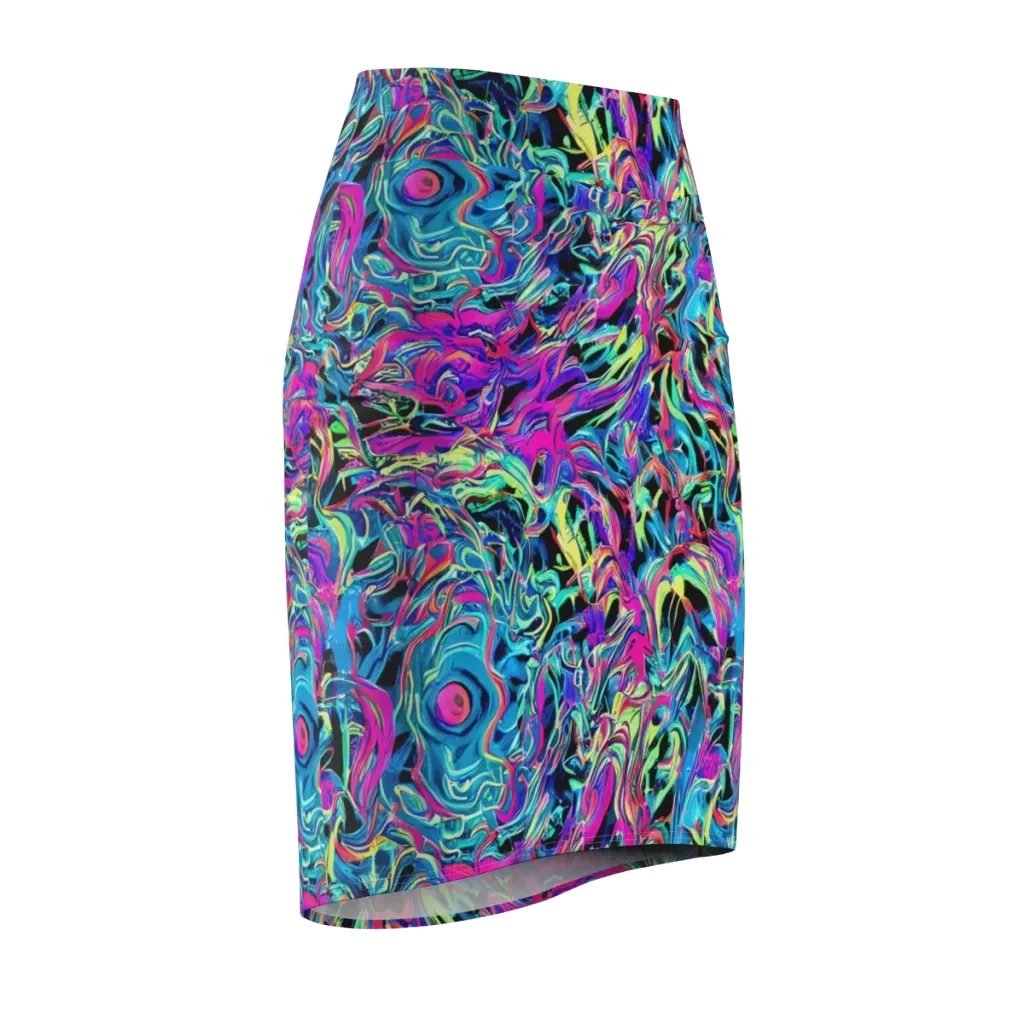 Cyberfluid on Pencil Skirt — Front Side