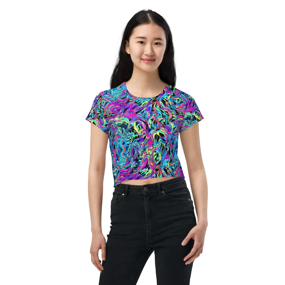 Cyberfluid on Crop Tee — Front