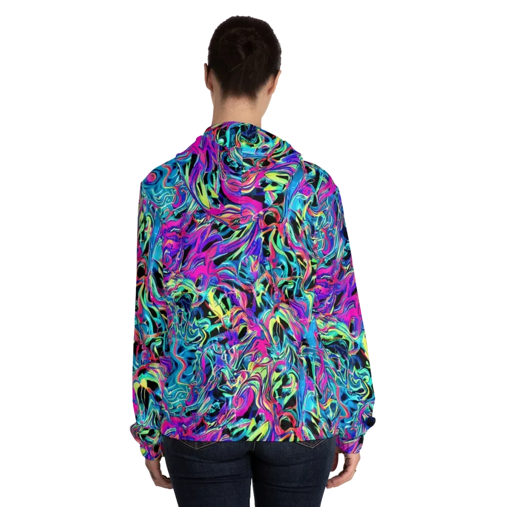 Cyberfluid on Women's Full-Zip Hoodie — Back On Person