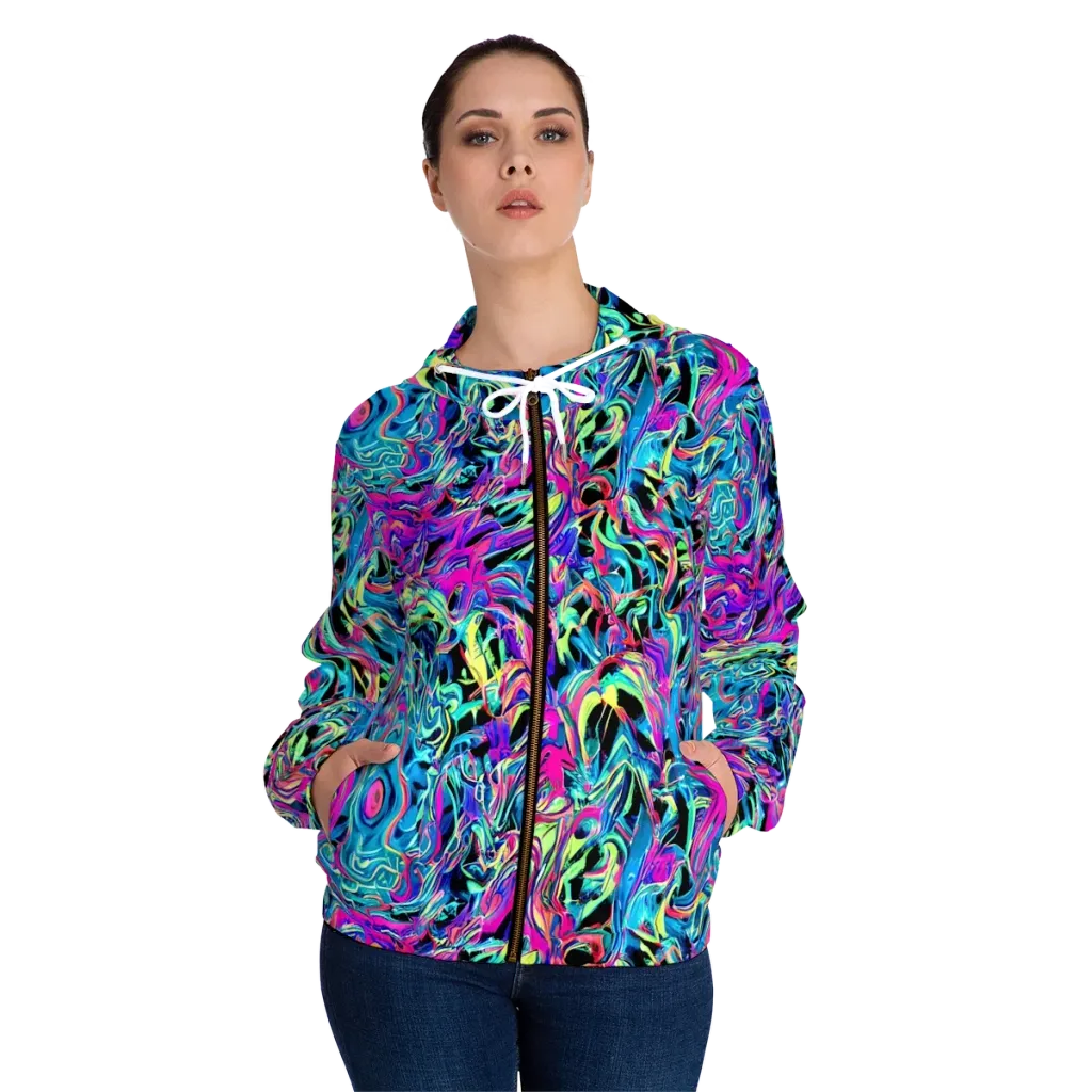 Cyberfluid on Women's Full-Zip Hoodie — Front On Person