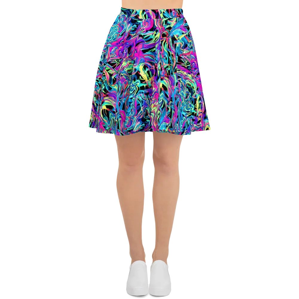 Cyberfluid on Skater Skirt — Front