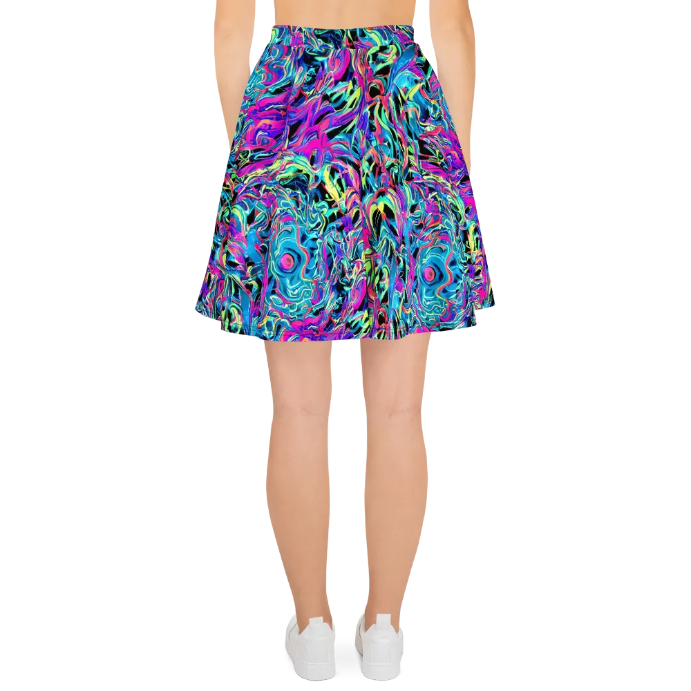 Cyberfluid on Skater Skirt — Back