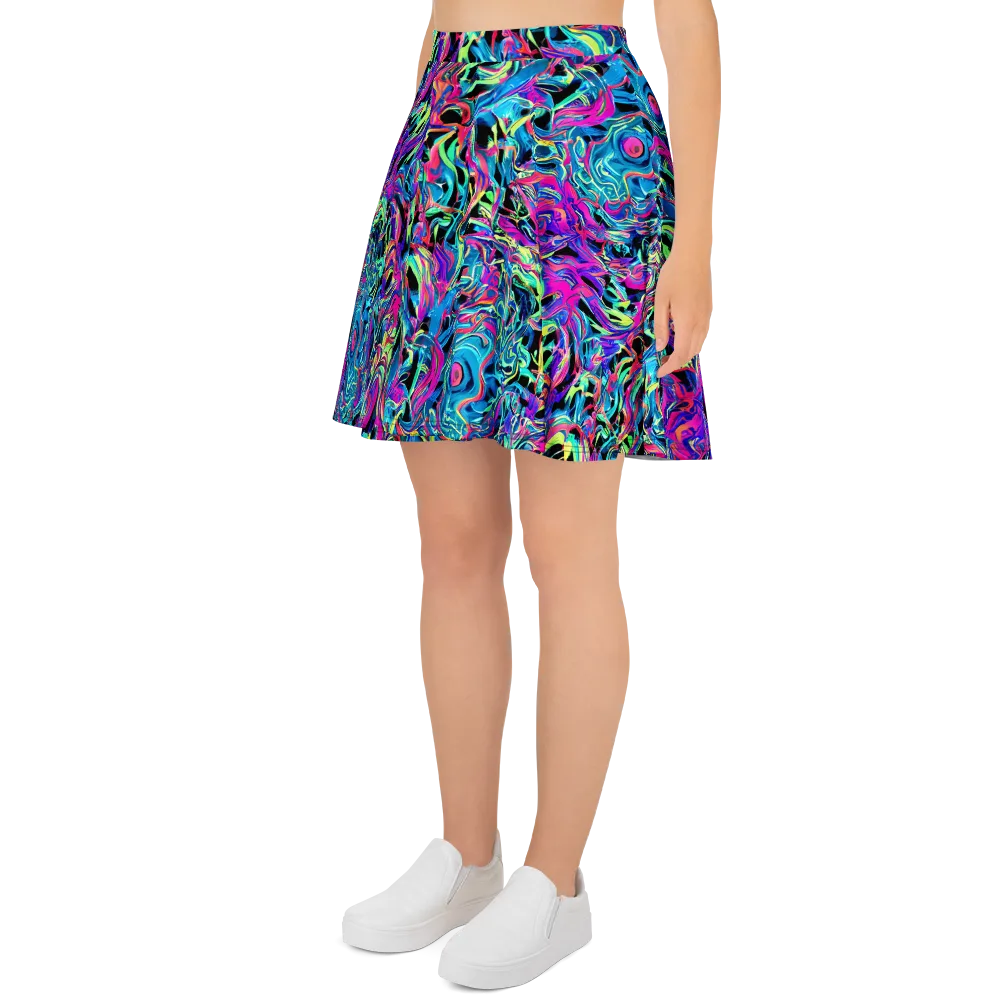 Cyberfluid on Skater Skirt — Left