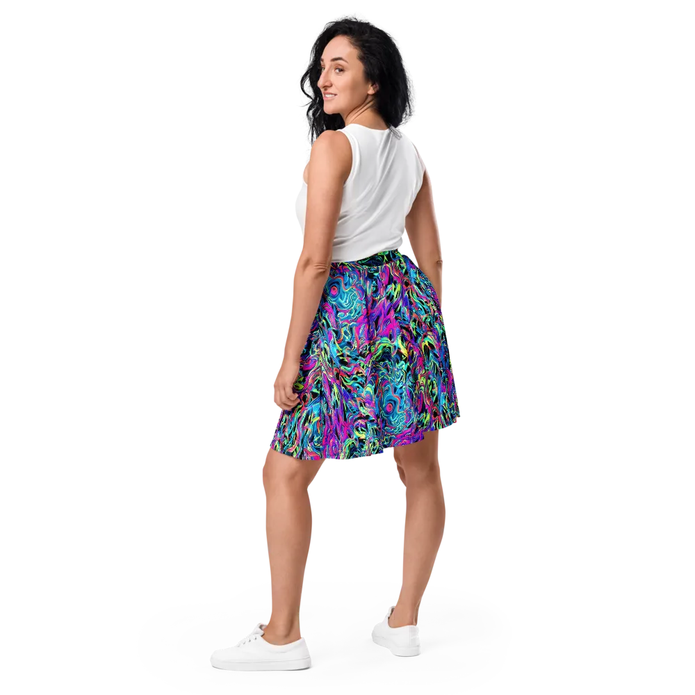 Cyberfluid on Skater Skirt — Back
