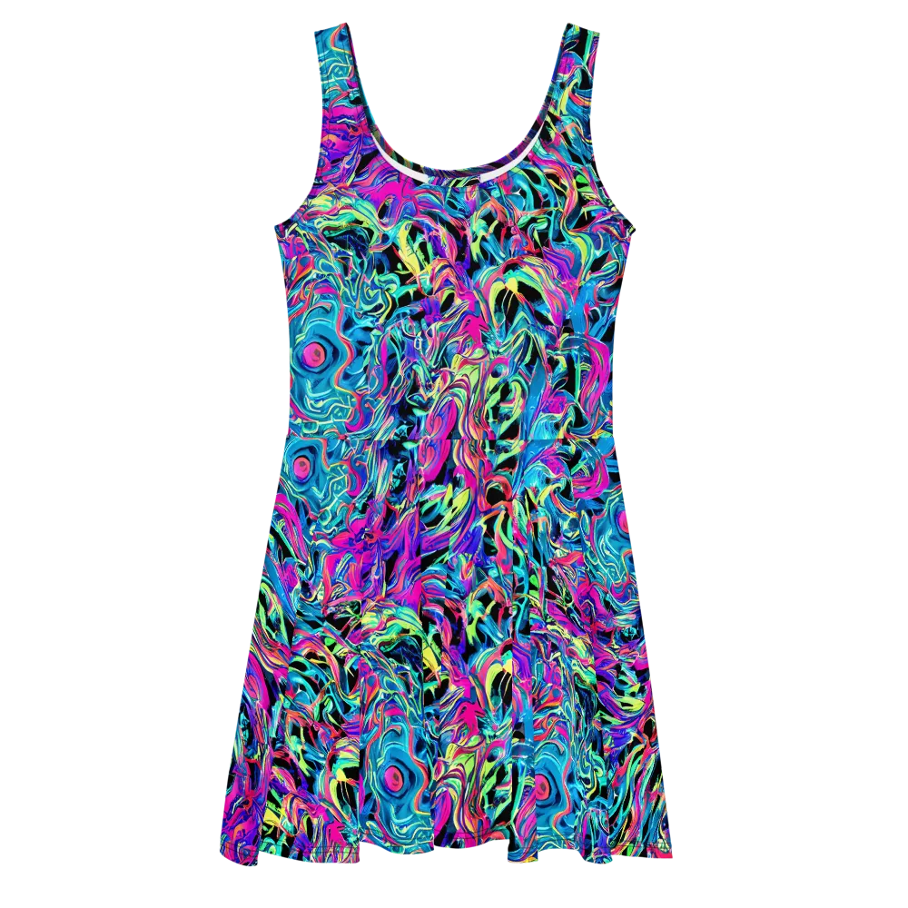 Cyberfluid on Skater Dress — Front