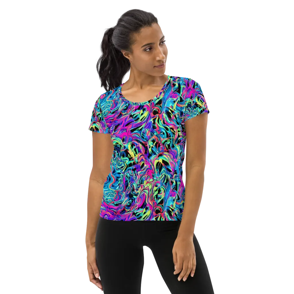 Cyberfluid on Women's Athletic T-Shirt — Front