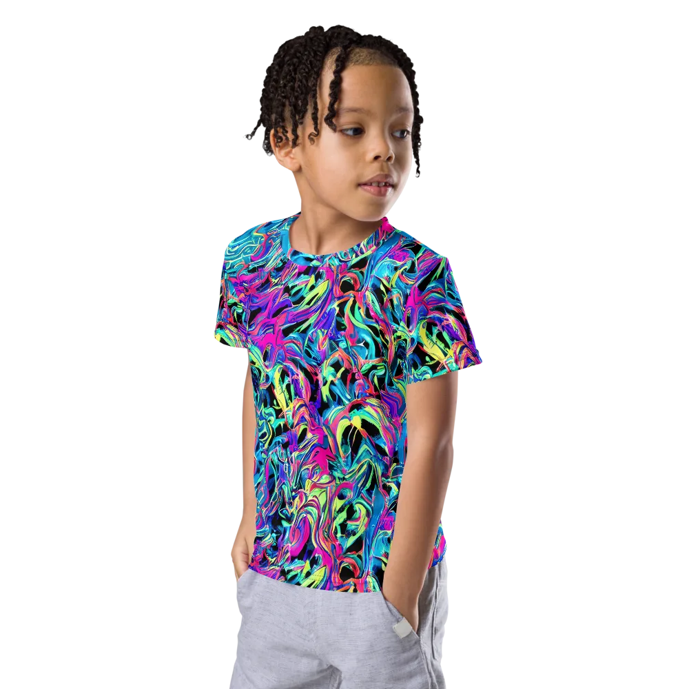 Cyberfluid on Kids Crew Neck T-Shirt — Left Front
