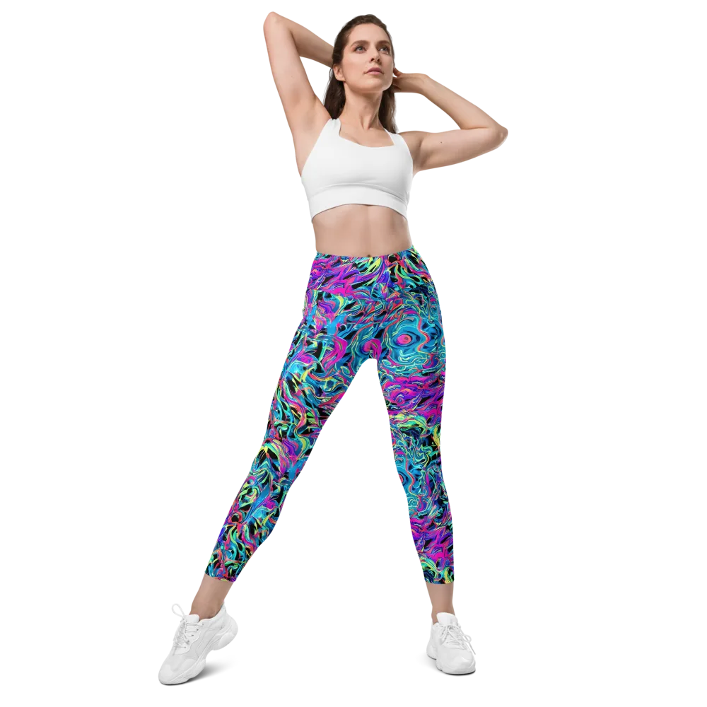 Cyberfluid on Leggings with Pockets — Front