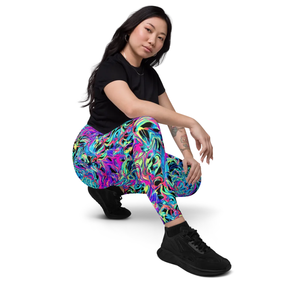 Cyberfluid on Leggings with Pockets — Right Front