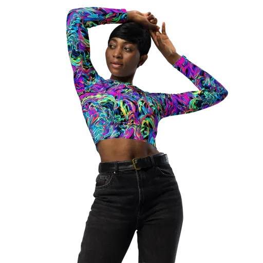 Cyberfluid on a Long Sleeve Crop Top