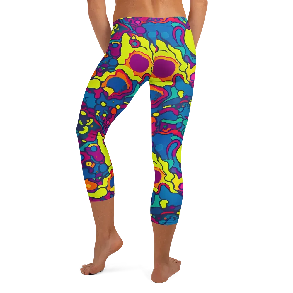 Colorful Chaos on Capri Leggings — Back