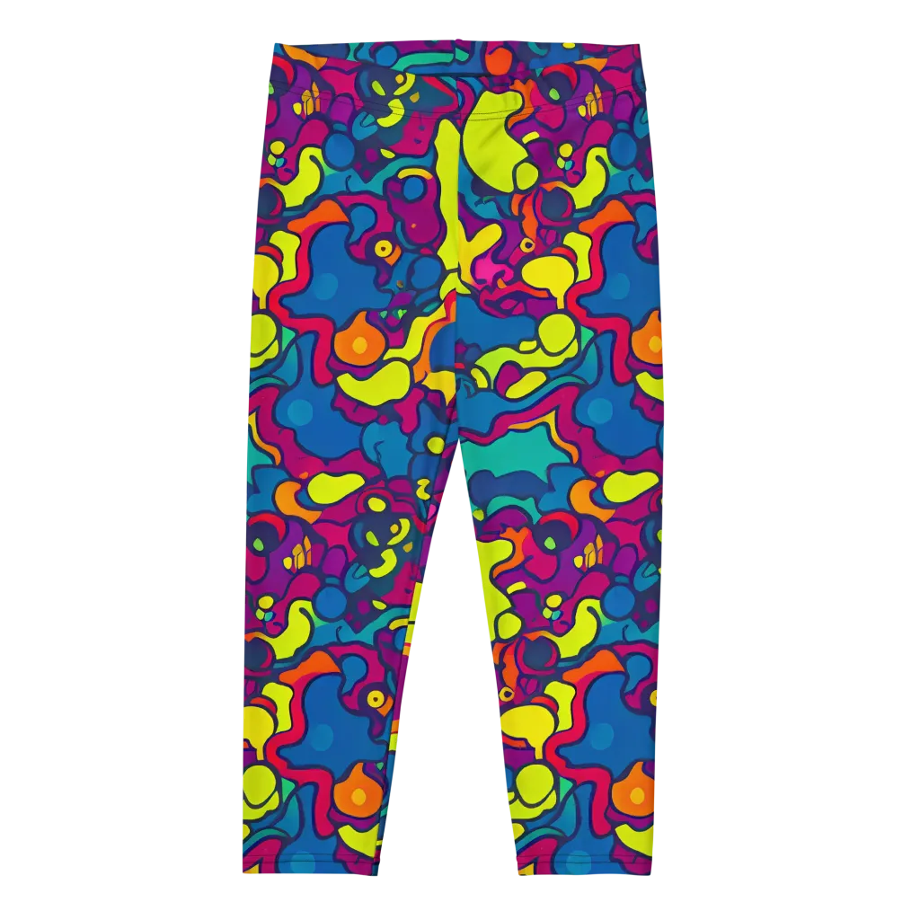 Colorful Chaos on Capri Leggings — Front