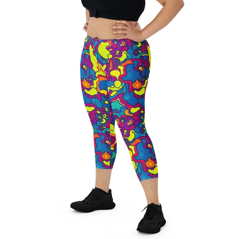 Colorful Chaos on Capri Leggings — Front